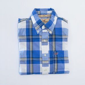Hollister long sleeve button up / shirt blue plaid L